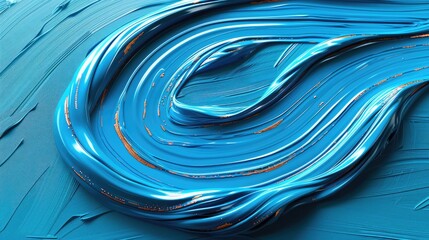 Sticker - Twirl abstract animation, 3d rendering of oil or acrylic paint smear, turquoise colors  