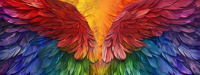 Wall Mural - Rainbow Wings: The Essence of Colorful Freedom