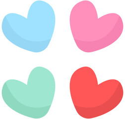 Wall Mural - Heart flat icons in different color isolated on white background.