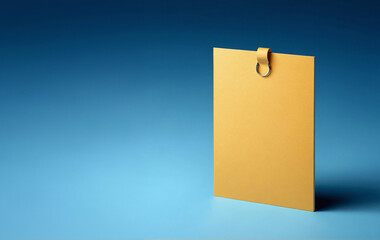 blank yellow note paper with space for text over blue area, design background with empty frame 