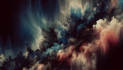 An abstract image with a mix of dark and vibrant harsh winter colors