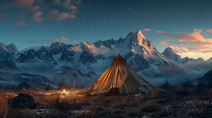 Wall Mural - tent in the mountains