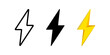 © Chelpanoff - Lightning bolt icon. Electric energy symbol. Electricity power sign. Thunderbolt vector illustration. Yellow speed pictogram. Charging icon.