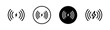 © Chelpanoff - Wireless charging icon. Wireless phone charger vector illustration set. Fast charge symbol. Electric battery pictogram. Power sign.