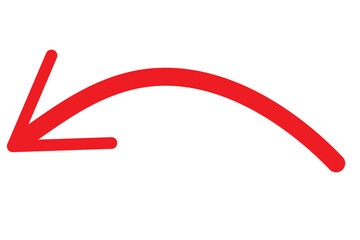 Wall Mural - Red long curved arrow sign, icon for business or web button decoration in isolated. Vector illustration