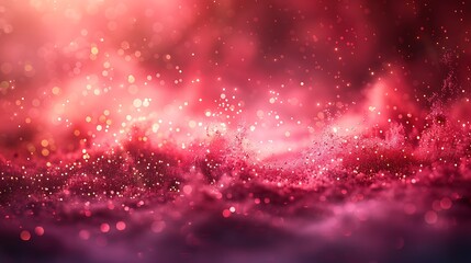 Canvas Print - pink particles gently drifting over a deep red background