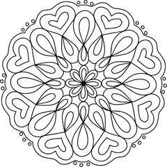 Wall Mural - love mandala line art coloring book page