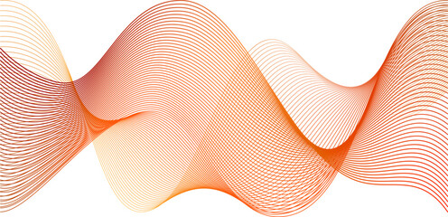 Red line energy waves, abstract fractal on white background. Vector curves flow pattern design. Wavy colored smoke light element as dynamic technology element layout.
