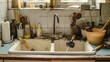 © Leopard - A male plumber's hand repairing a leaking sink pipe with an adjustable wrench