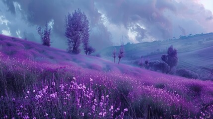 Wall Mural - Lavender Dreams Fields of Purple AI generated