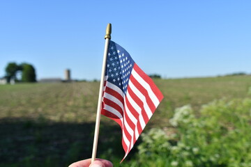 Sticker - American Flag by a Farm Field