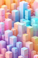 Poster - abstract colorful cityscape with vibrant gradient blocks creating a futuristic urban environment wit