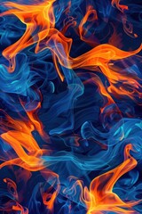 Poster - Abstract image of vibrant blue and orange flames swirling against a dark background, creating a dynamic and energetic visual effect.