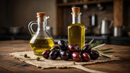 Wall Mural - Rustic Olive Oil Presentation