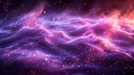 Wall Mural - purple particles creating a misty effect on a black background
