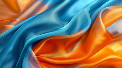 Wall Mural - Orange and Azure silk background