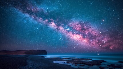 Tranquil Night at Usynia Dark Sky Reserve, Iceland - Serene and Majestic Starlit Sky with Milky Way in Minimalist Scene