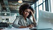 © LukaszDesign - Financial planning failure, crisis, or investment fraud: businesswoman, laptop, or tension headache. Technology, financial, and phishing frustrations for corporate workers