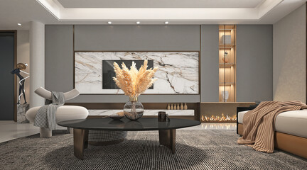 Wall Mural - 3d render of loft apartment interior