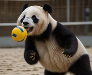 Wall Mural - Playful Panda with Volleyball