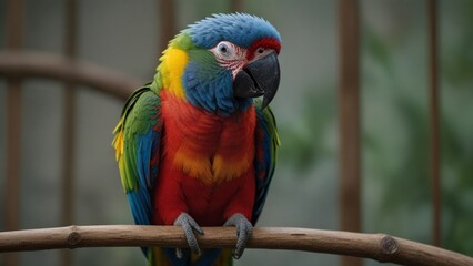 Wall Mural - Colorful Parrot Perched on Branch