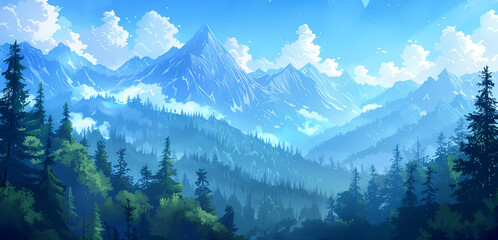 Wall Mural - mountains and clouds