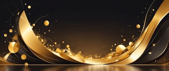 Wall Mural - gold theme technology abstract concept banner background illustration