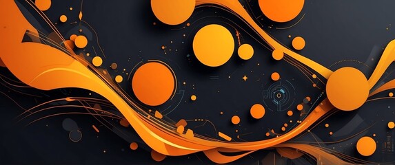 Poster - orange theme technology abstract concept banner background illustration