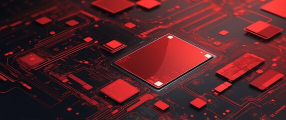 red theme technology abstract concept banner background illustration