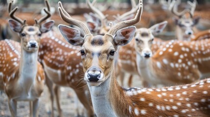 Sticker - Closeup of a Spotted Deer with Antlers