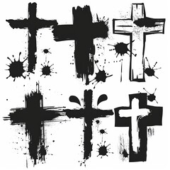 Wall Mural - Cross icon, christianity religion symbol, christian sign, cross shape, church emblem, catholicism symbol