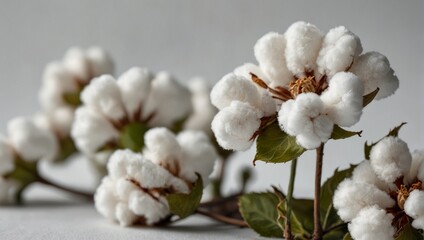 Wall Mural - Cotton Plant Branches with White Cotton Bolls