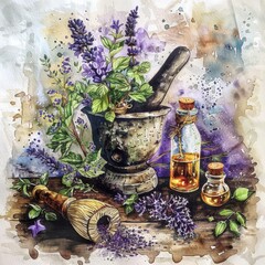 Mystical Herbal Arrangement for Occult Rituals and Magic Ceremonies