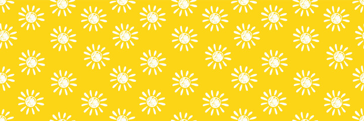 Wall Mural - summer seamless pattern with cute sun. banner. vector illustration