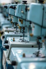 Poster - Sewing machines lined up side by side