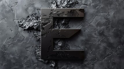 Poster - A close-up shot of a single metal letter E attached to a wall