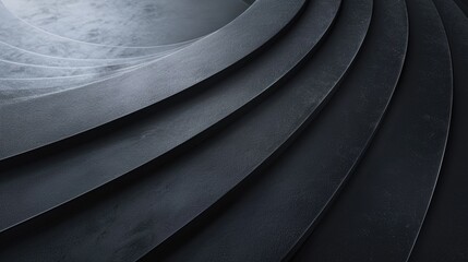 A close-up view of a spiral staircase in monochrome tones