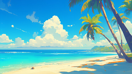 Wall Mural - beautiful tropical beach banner, Sand and coconut trees