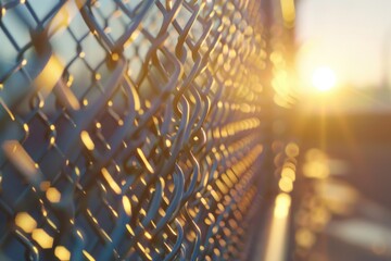 Poster - A detailed view of the mesh-like surface of a chain link fence, ideal for use in background or texture images