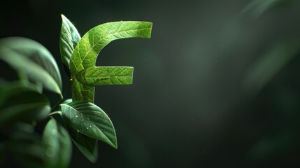 Poster - A close-up shot of a leaf featuring the letter F