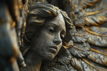 Poster - A detailed view of an angel's face or features, often used in religious contexts