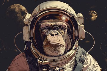 Aufkleber - A close-up view of a monkey wearing a space suit
