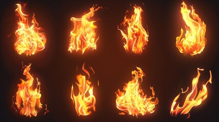 Poster - A set of fiery flames burning brightly against a dark, black backdrop