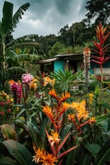 Poster - A group of colorful flowers growing in lush green grass, perfect for nature-inspired designs and layouts