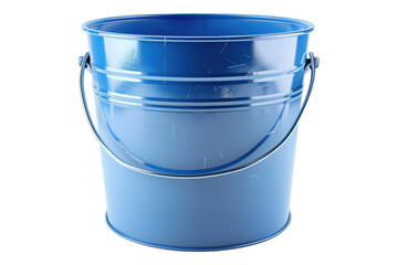 Empty blue metal bucket isolated on transparent background