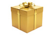 © posterpalette - Golden gift box with golden ribbon isolated on transparent background
