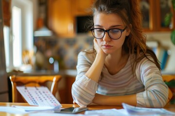 Poster - A person working out numbers at a desk, possibly doing accounting or financial planning