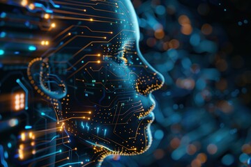 Poster - abstract technology background, Artificial intelligence AI power digital transformation 
