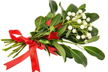 Aufkleber - A bouquet of mist with a red ribbon, ideal for using as a decorative element in nature-themed settings or to add a touch of elegance to any room