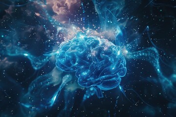 Poster - A detailed illustration of a human brain's inner structure, highlighting its different parts and functions
